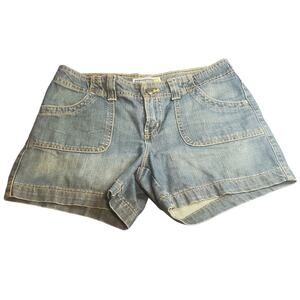 Vintage Old Navy Size (32x5) Y2K Women Blue Denim Cotton Shorts Flap Pocket Low
